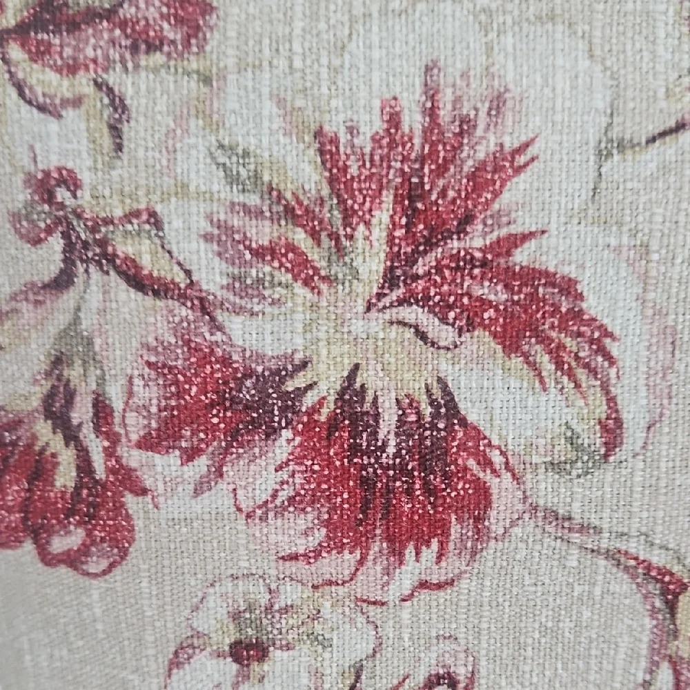 Eddie Bauer Home Vintage Cream Red Pink Floral Cotton Queen Duvet Cover
